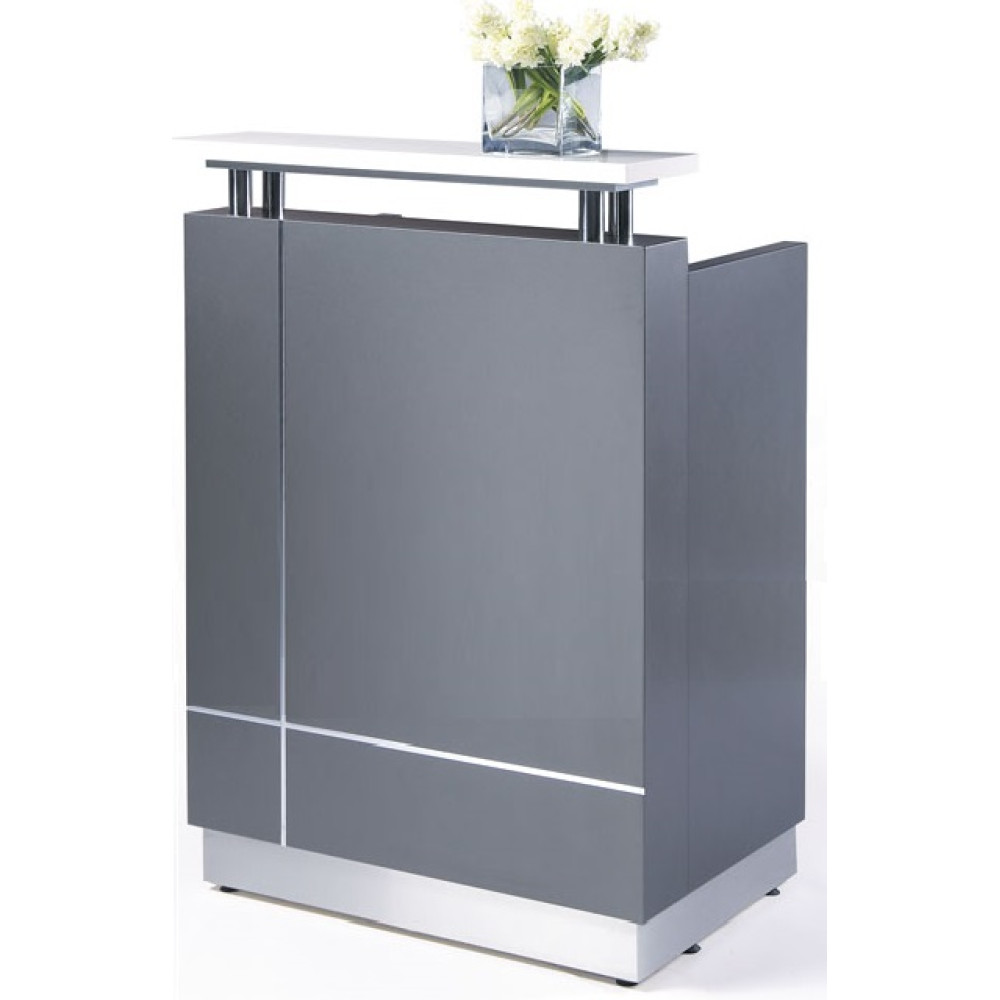 Receptionist Reception Desk Metallic Grey